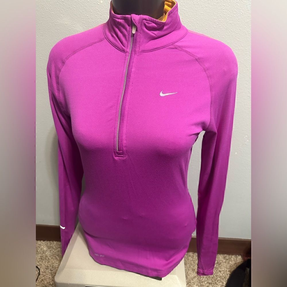 Nike DriFit Womens Small Pink/Orange Half ZIP Running Pullover